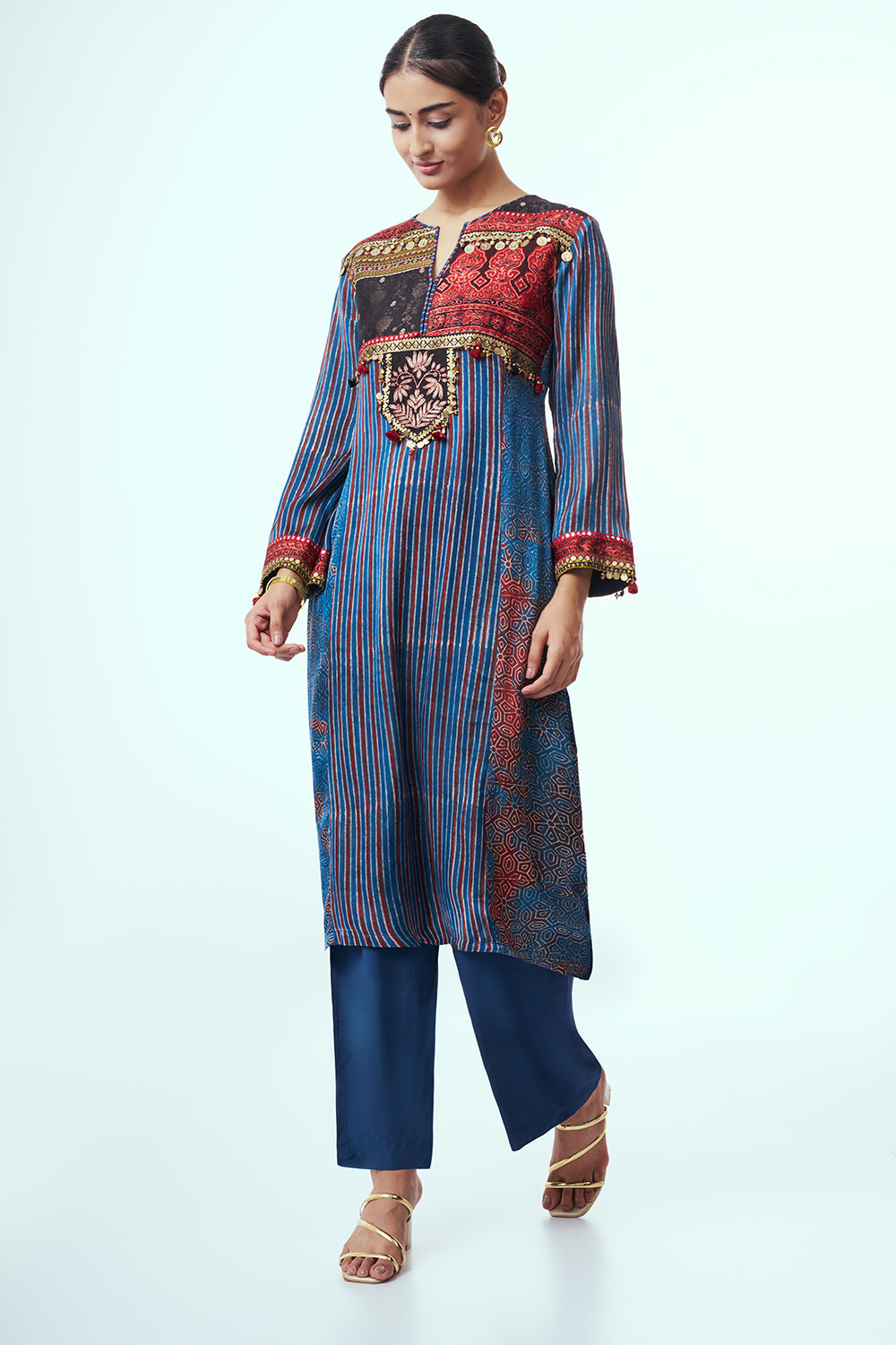 Multicoloured Modal Indo Western with Stone Work