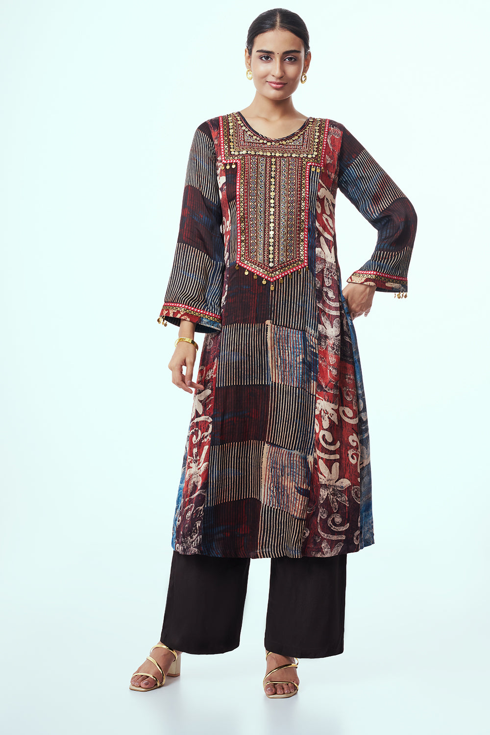 Multicoloured Modal Indo Western with Thread Work