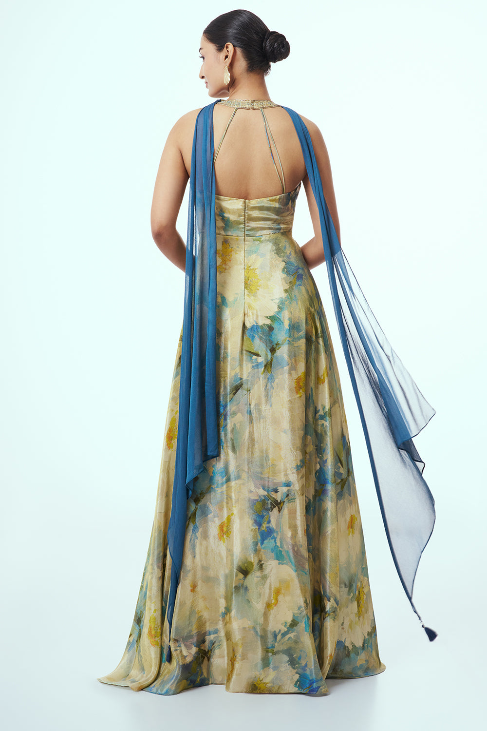 Multicoloured Shimmer Indo Western with Mirror Work