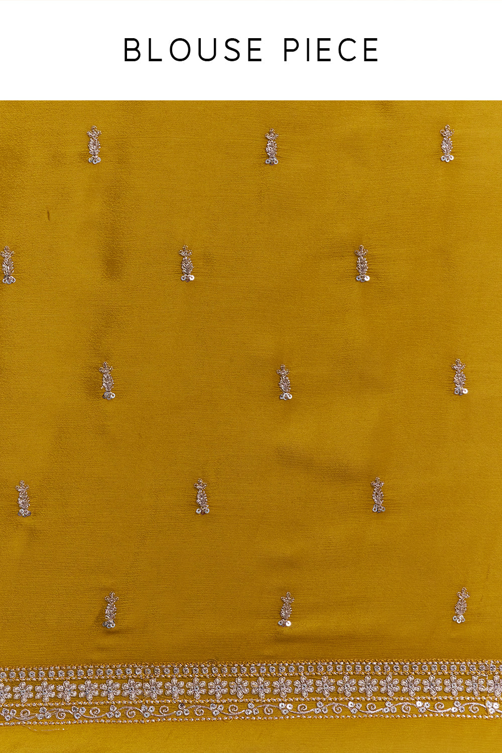 Mustard Yellow Pure Chiffon Saree with Sequin Embroidery And Unstitched Blouse