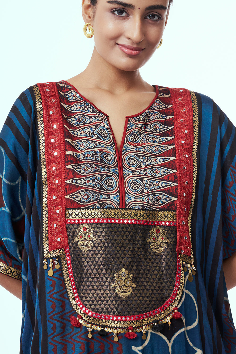 Navy Blue Modal Indo Western with Coin Detailing