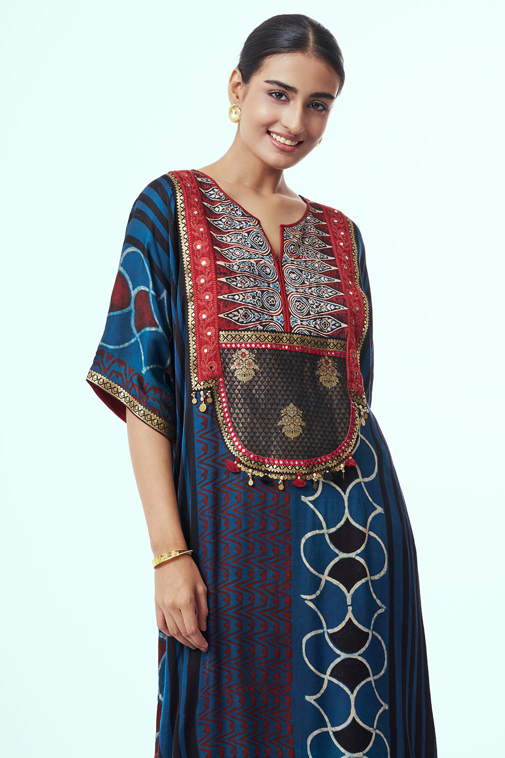 Navy Blue Modal Indo Western with Coin Detailing