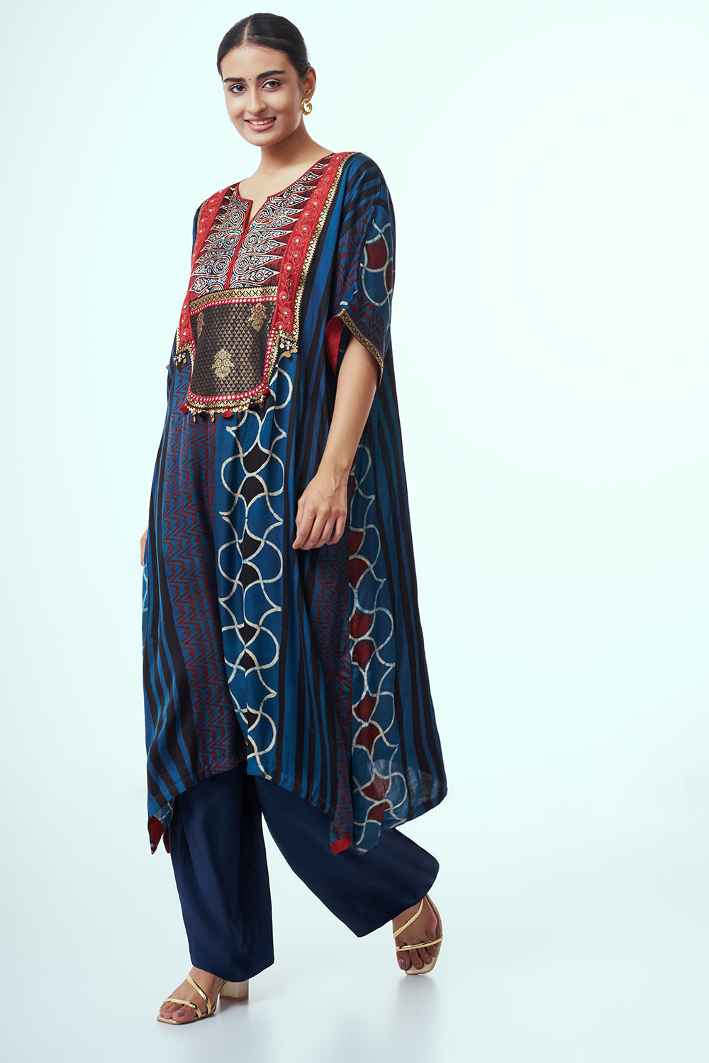 Navy Blue Modal Indo Western with Coin Detailing