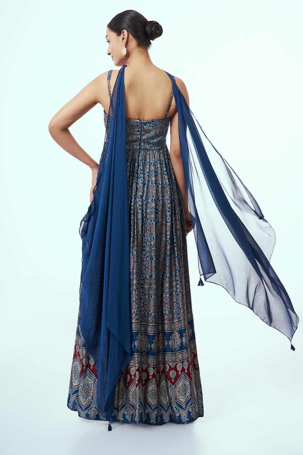 Navy Blue Modal Indo Western with Sequin Work