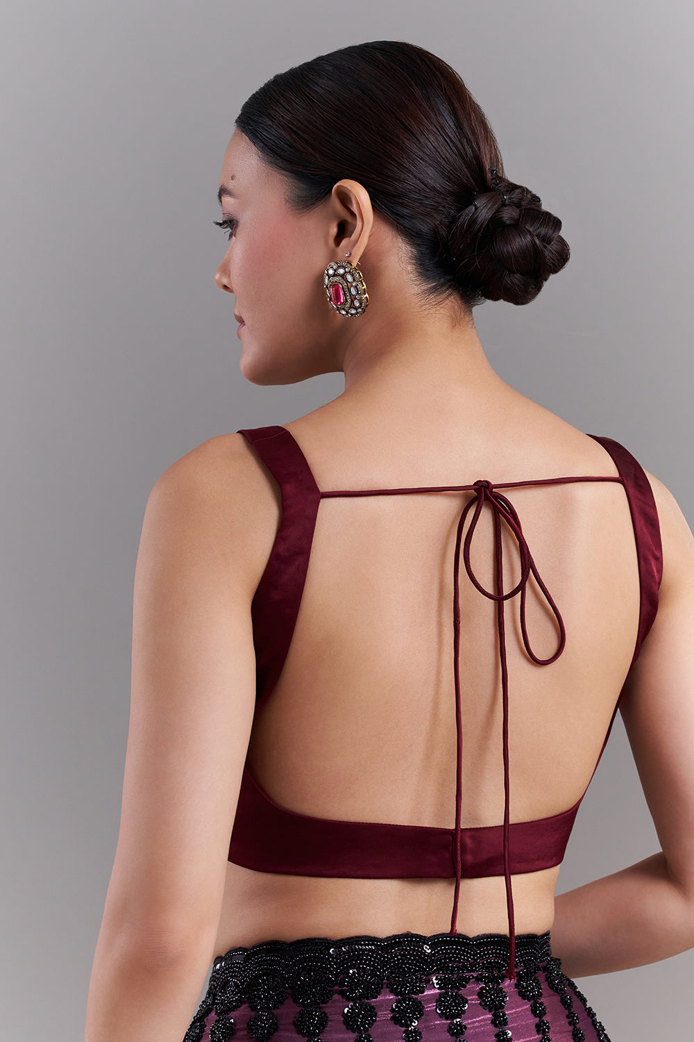 Ombré Purple and Copper Shimmer Satin Organza Embellished Saree