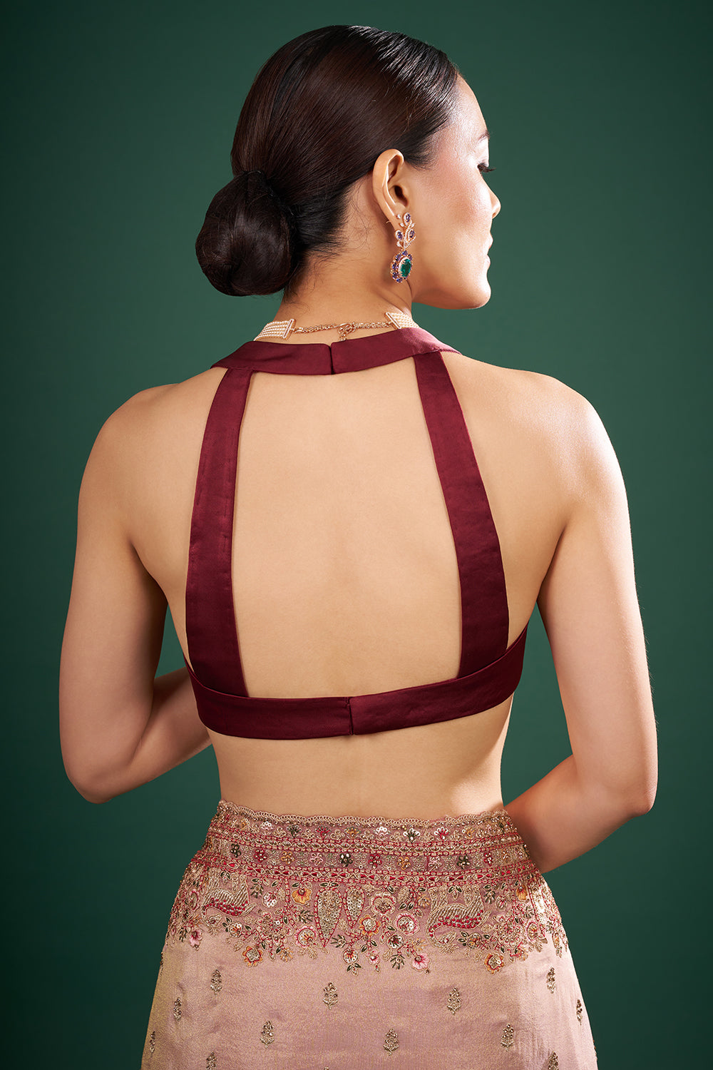 Onion Pink Shimmer Tissue Saree with Zari Work and Unstitched Blouse