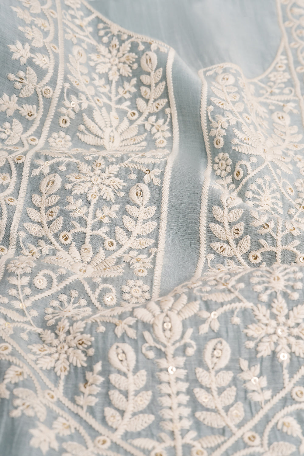 Powder Blue Resham Embroidered Unstitched Suit Set