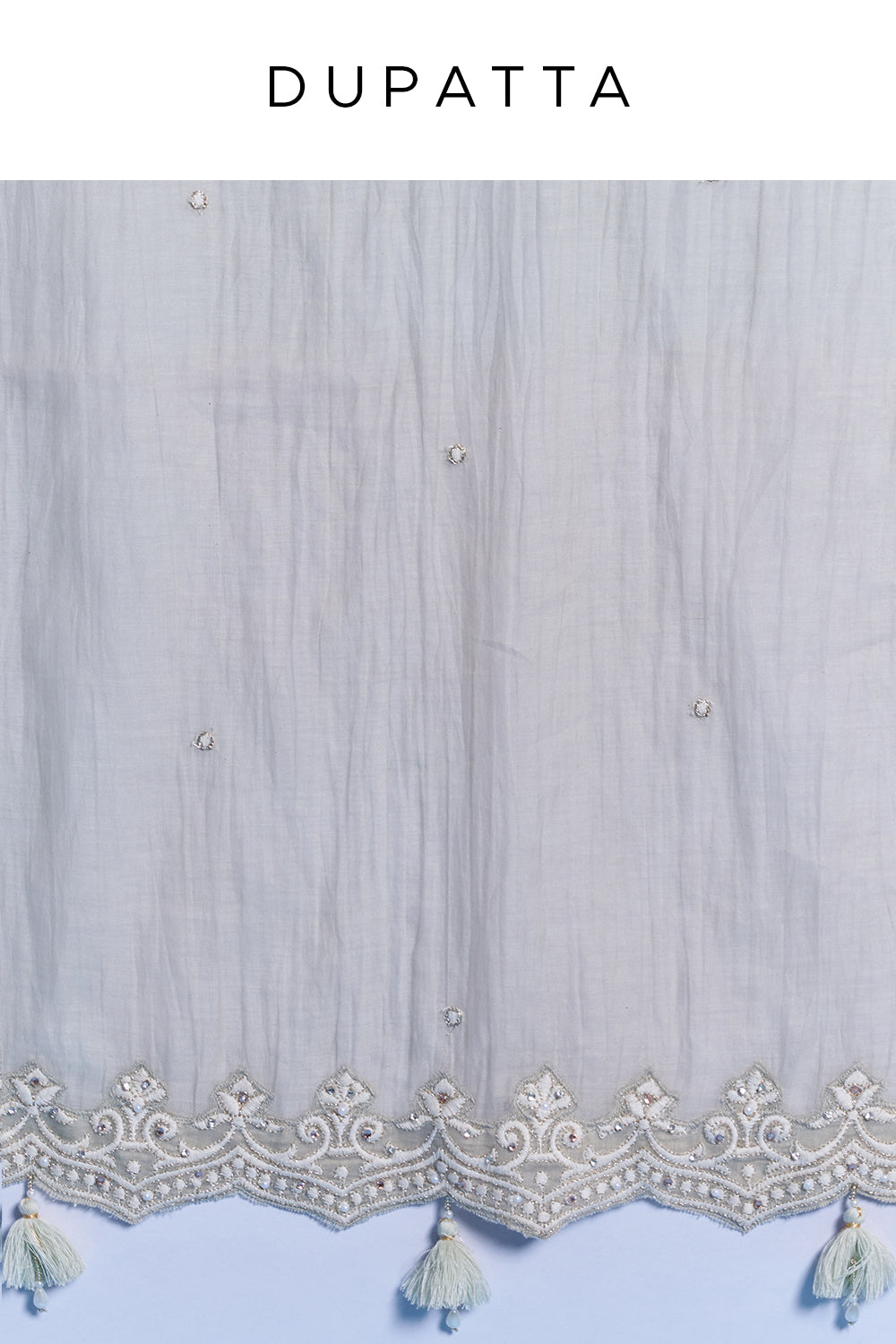 Pastel Green Muslin Saree Set with Resham Embroidery