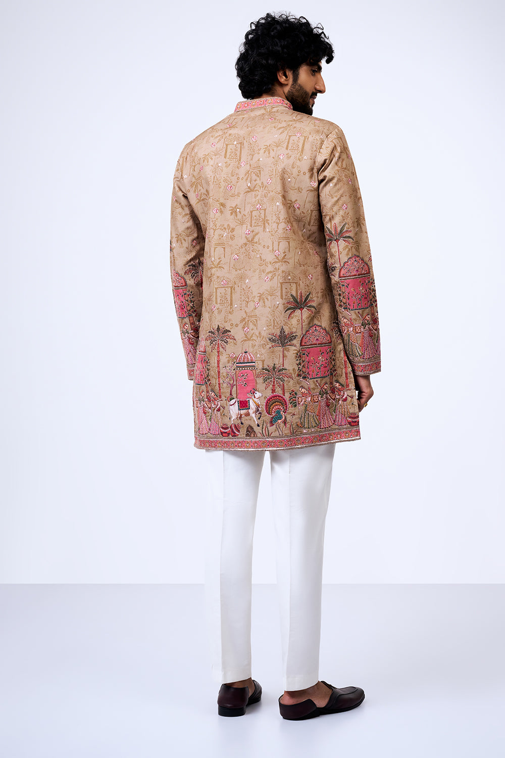 Pastel Green Polyester Cotton Heritage Palace Printed Kurta Set
