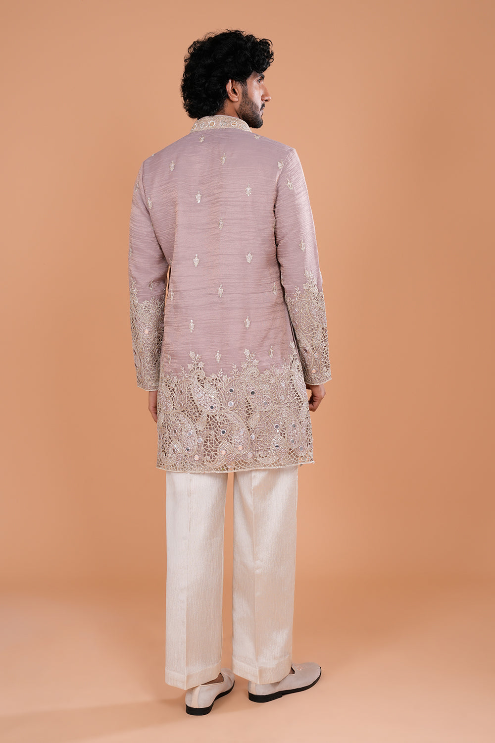 Pastel Pink Embroidered Men's Kurta Set