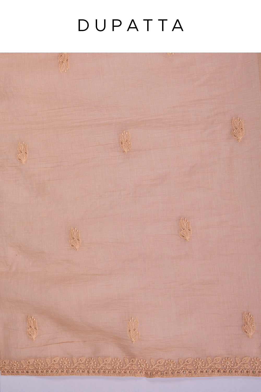 Peach Muslin Kurta Set With Thread Embroidery