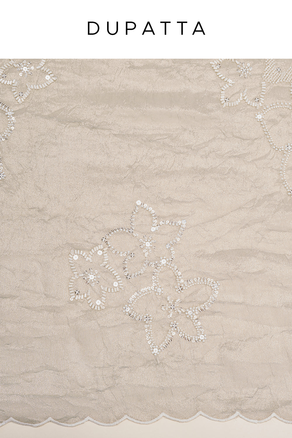 Pearl Grey Embroidered Cutdana Unstitched Suit Set