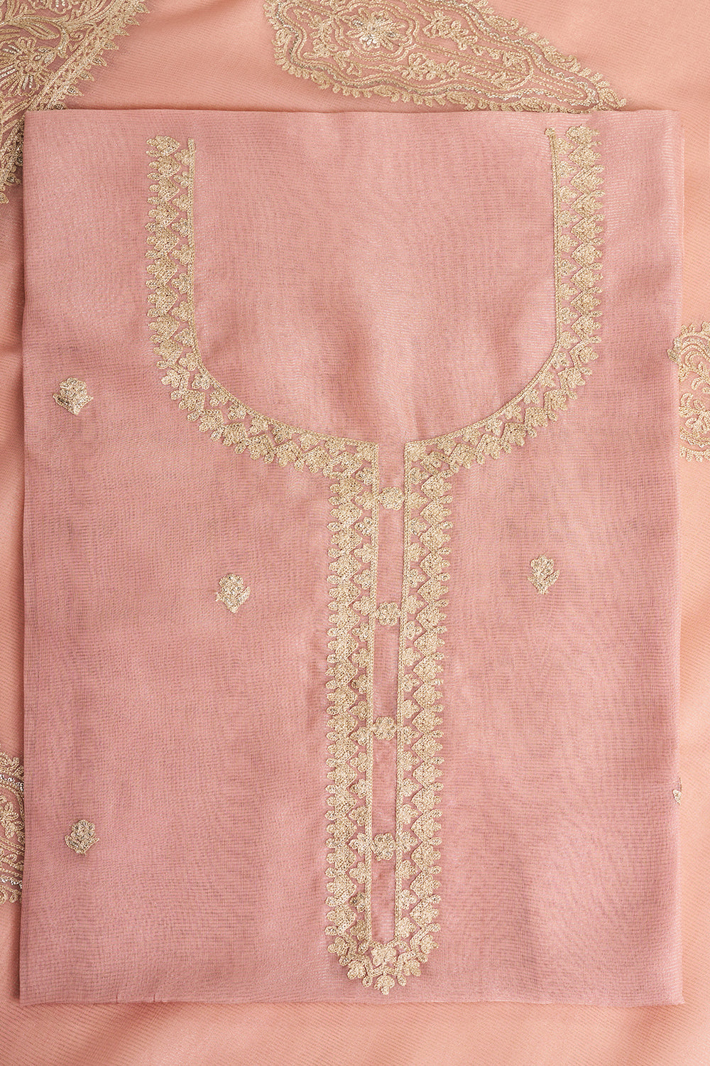 Pink Embroidered Unstitched Suit Set