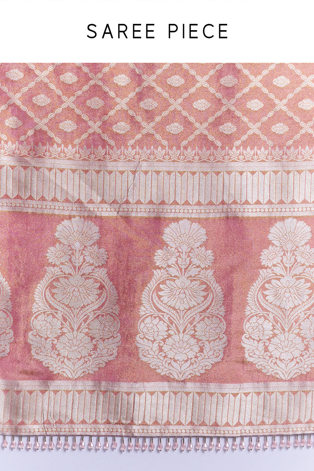 Pink Shimmer Tissue Banarasi Printed Saree