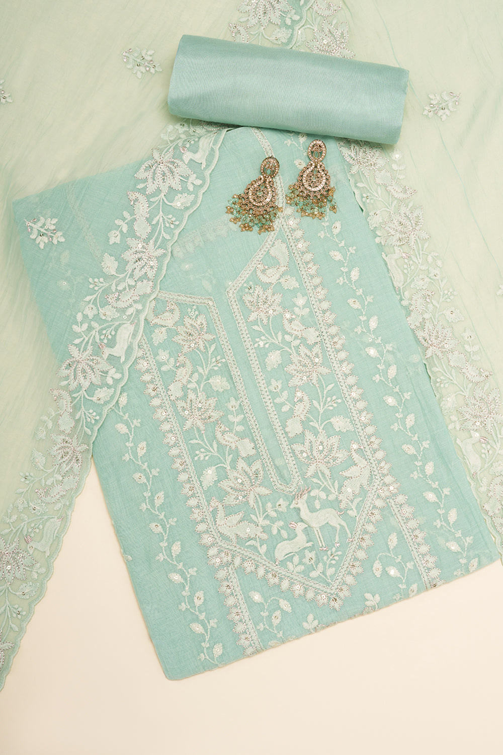 Powder Blue Embroidered Unstitched Dress Set