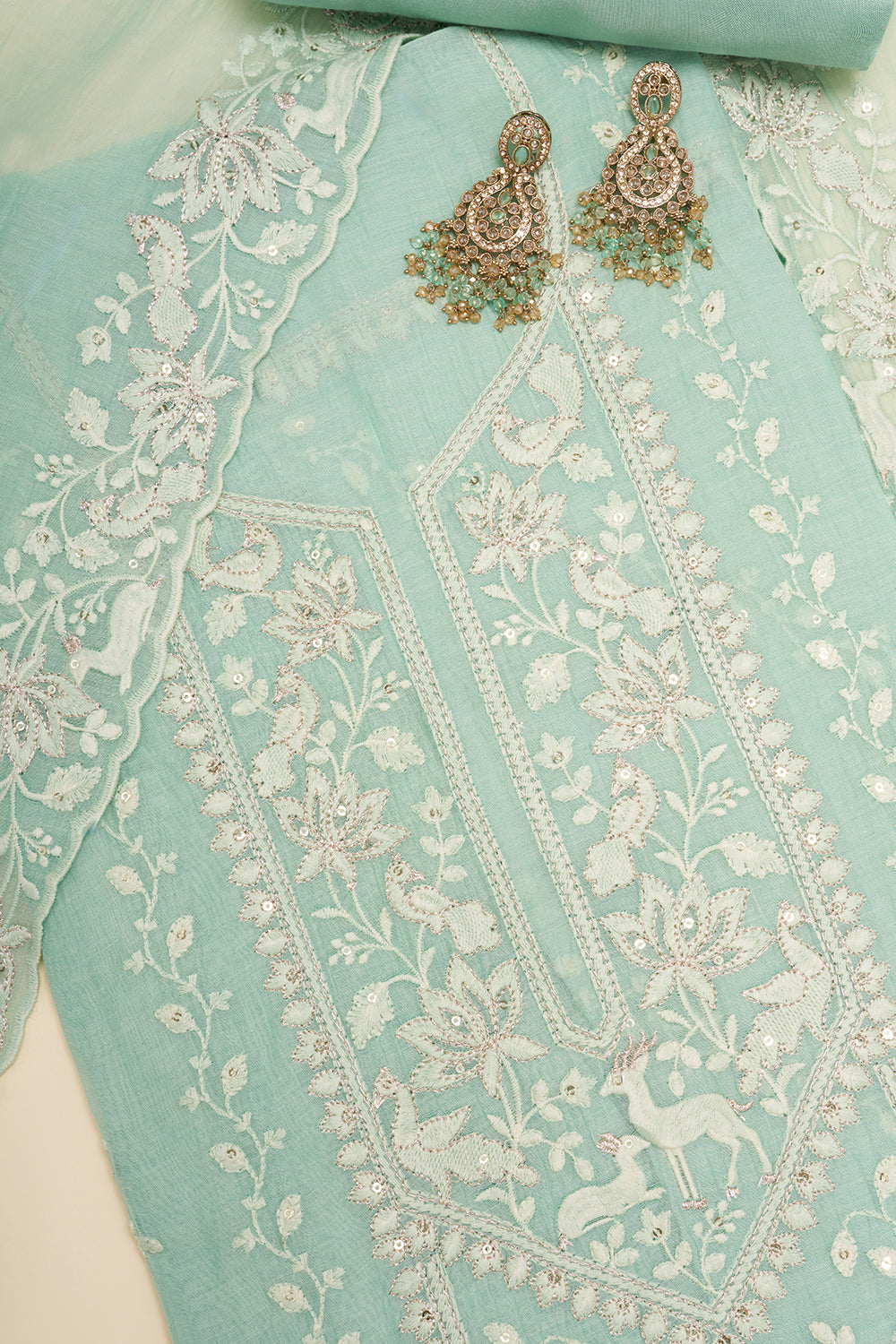 Powder Blue Embroidered Unstitched Dress Set