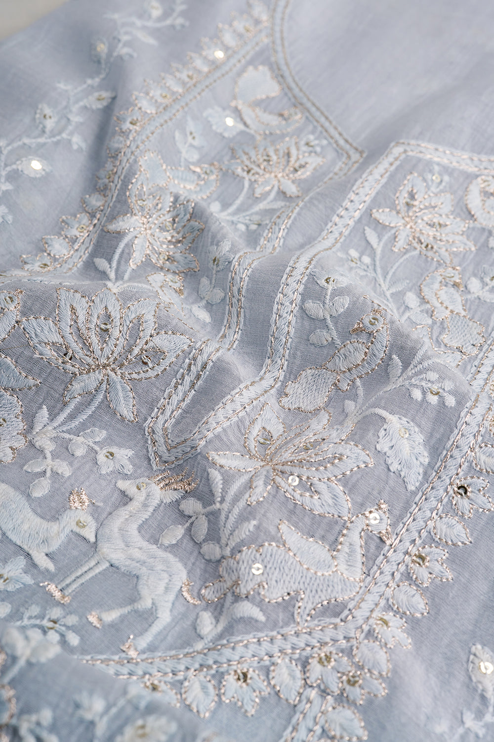 Powder Blue Embroidered Unstitched Suit Set