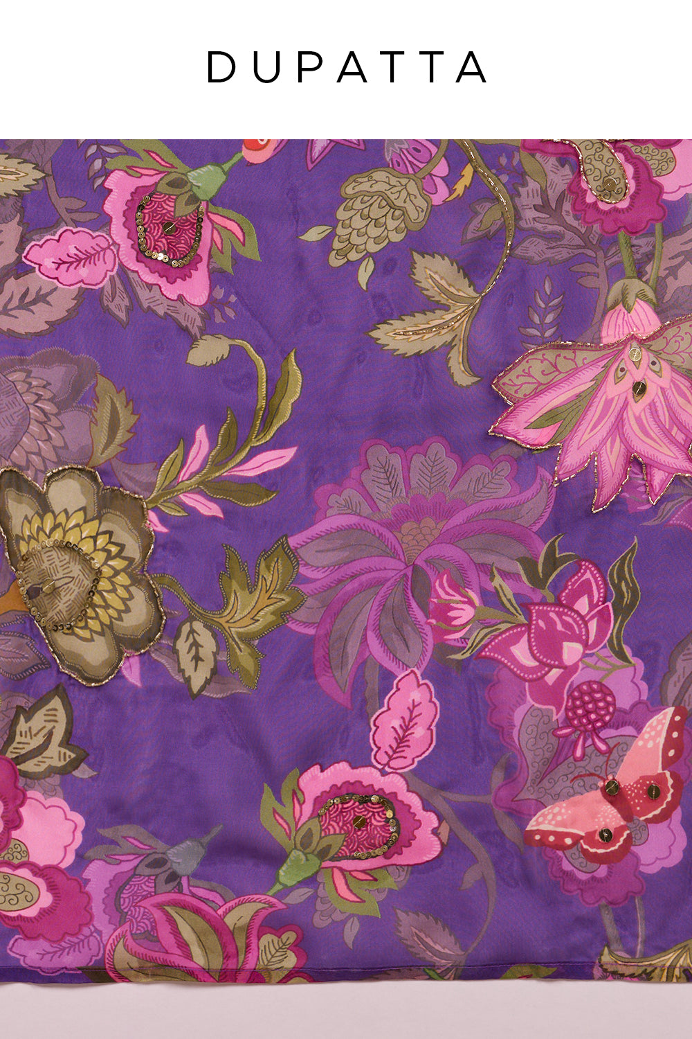 Purple with Light and Dark Pink Floral Accents