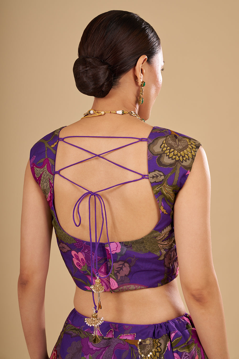 Purple with Light and Dark Pink Floral Accents