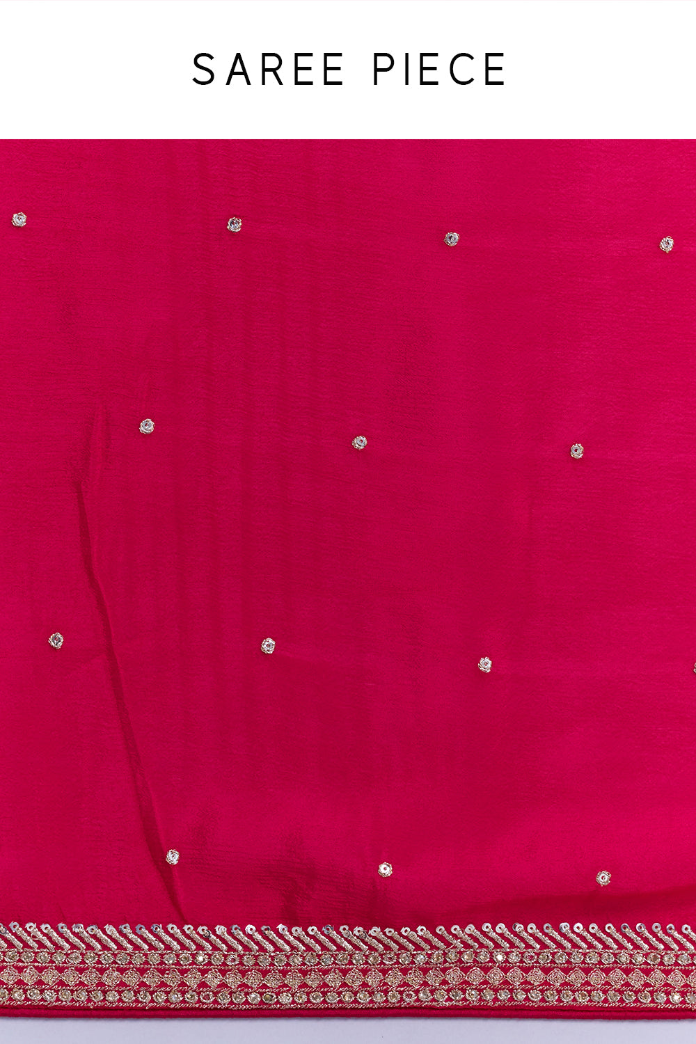 Rani Pink Crepe Saree with Butti Work And Unstitched Blouse