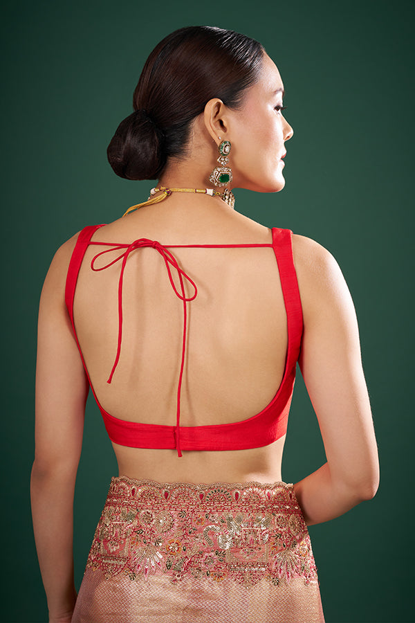Red Art Silk Plain Blouse