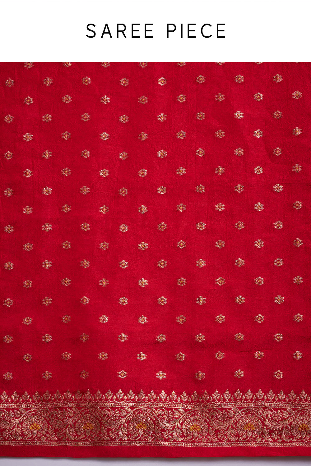 Red Dola Silk Leheriya Print Saree with Unstitched Blouse