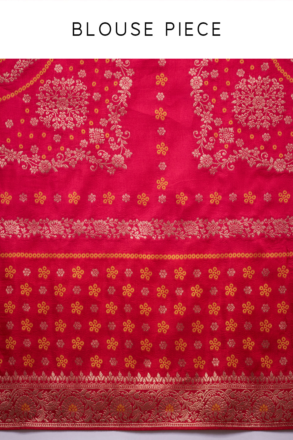 Red Dola Silk Leheriya Print Saree with Unstitched Blouse