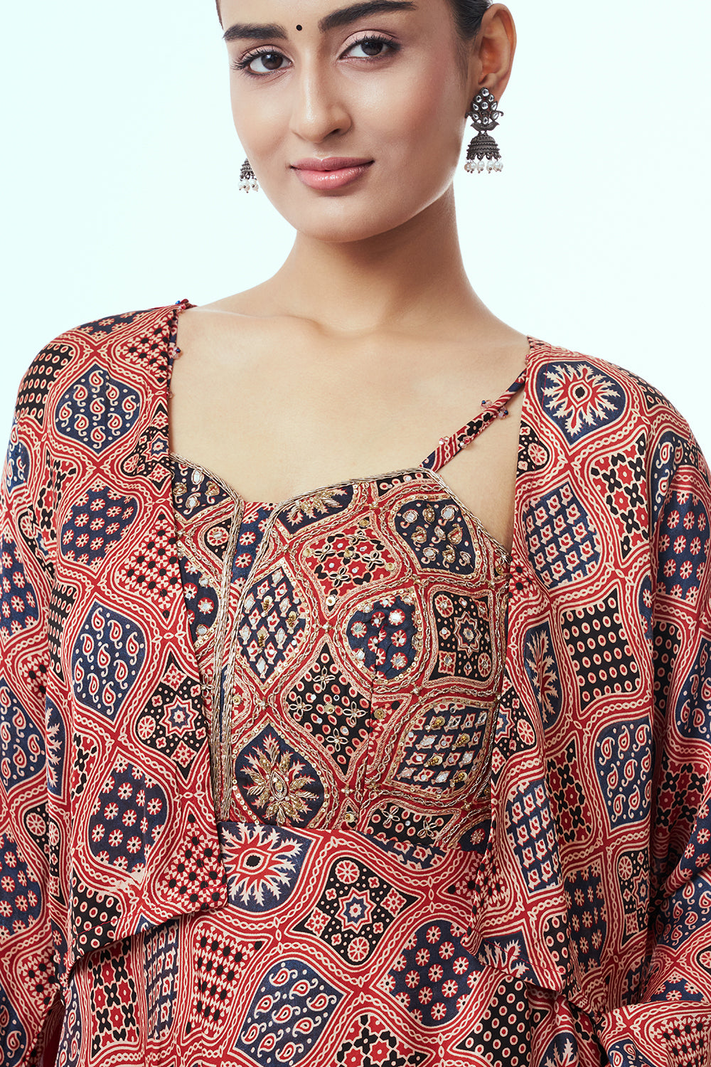 Red Modal Indo-Western Set with Zardozi Work