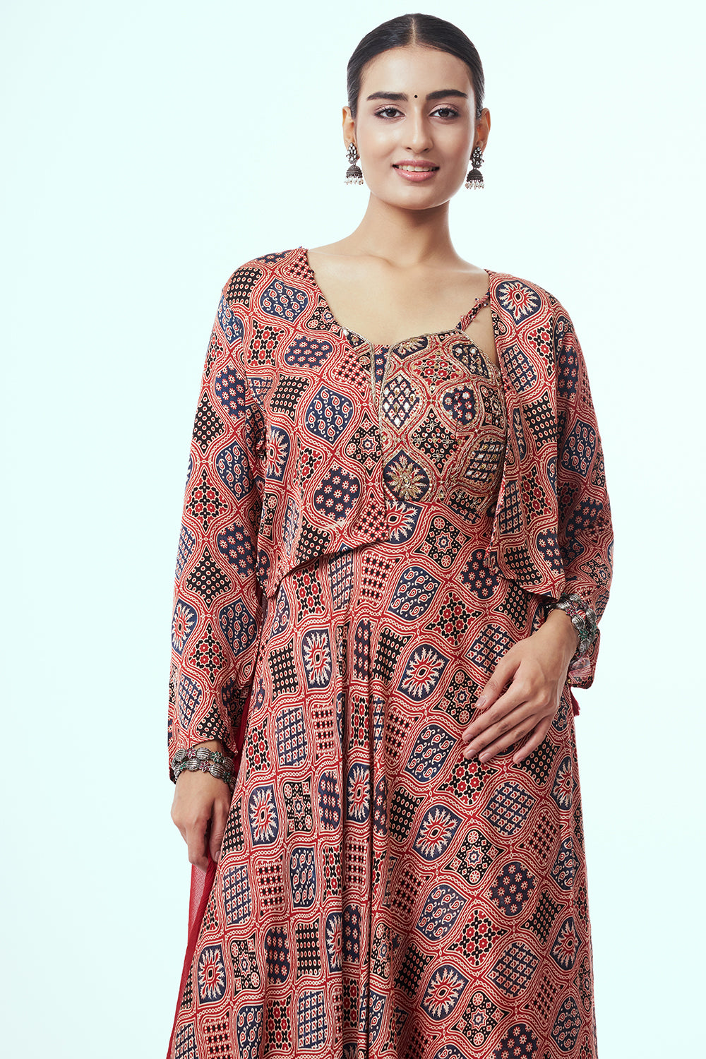 Red Modal Indo-Western Set with Zardozi Work