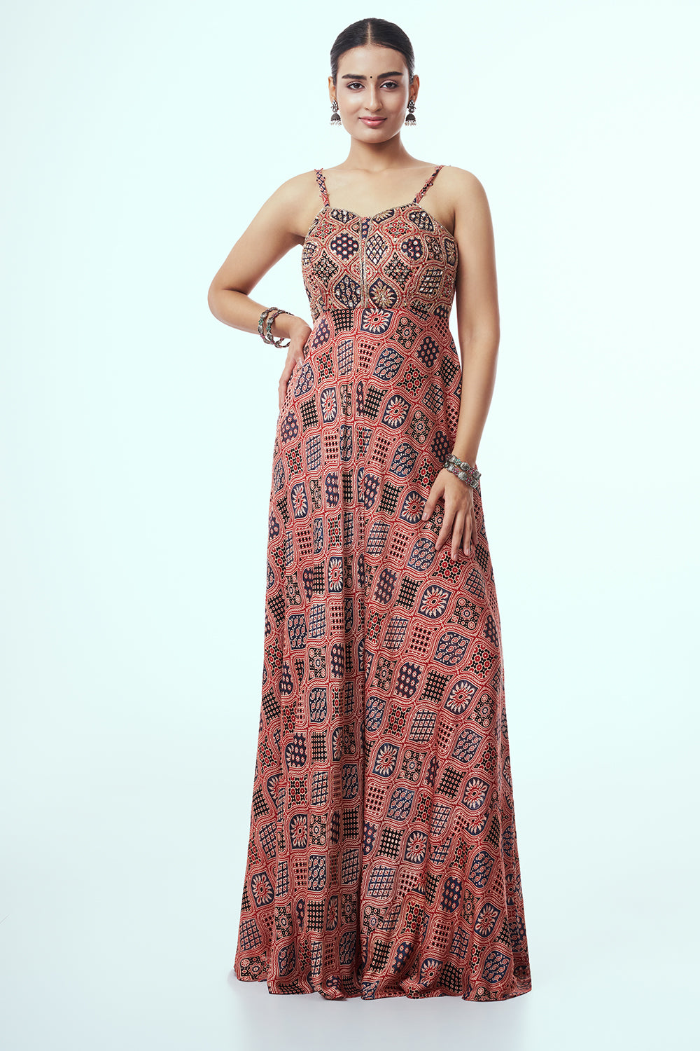 Red Modal Indo-Western Set with Zardozi Work