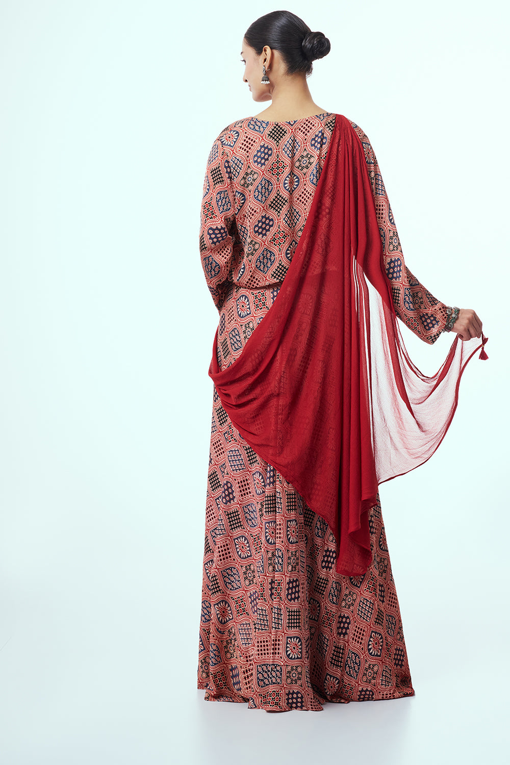 Red Modal Indo-Western Set with Zardozi Work