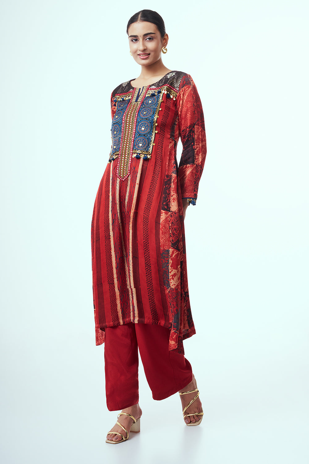 Red Modal Indo Western with Thread Work
