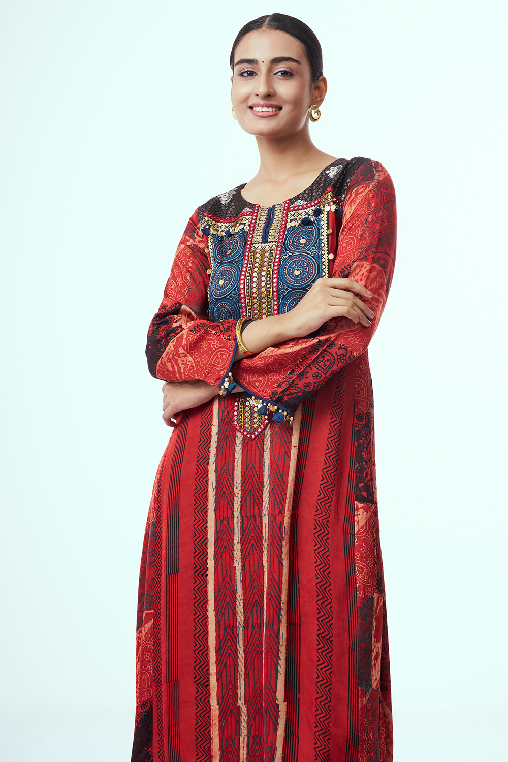 Red Modal Indo Western with Thread Work