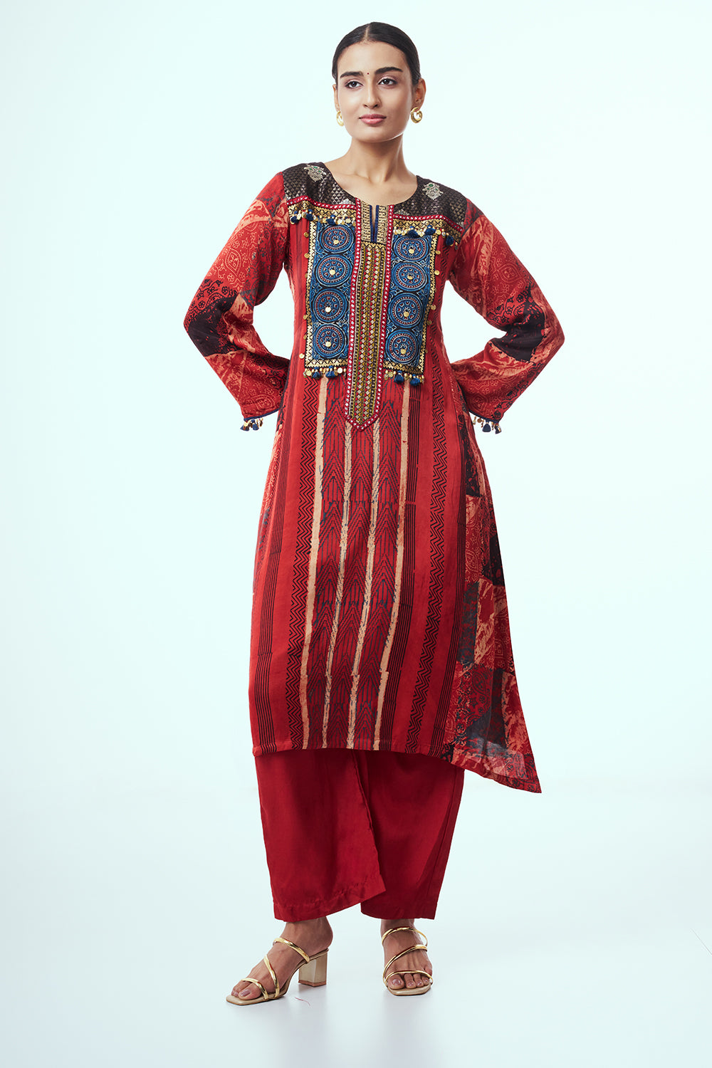 Red Modal Indo Western with Thread Work