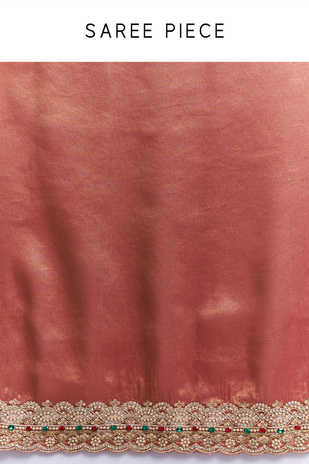 Rose Gold Embellished Border Saree and Unstitched Blouse