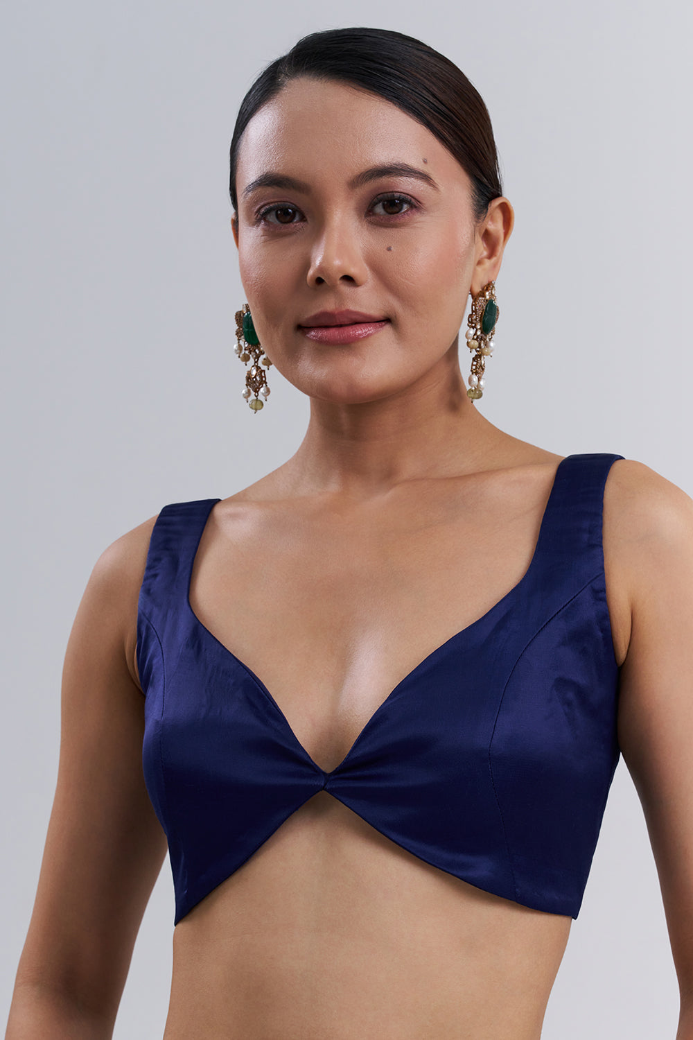 Royal Blue Tussar Silk Printed Saree And Unstitched Blouse