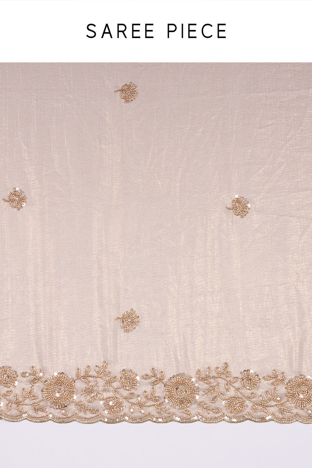Grey Shimmer Crush Chiffon Saree with Cutdana Embroidery