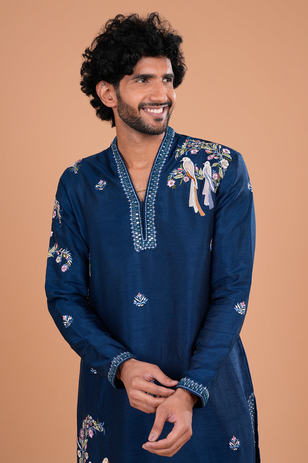 Teal Blue Silk Men's Kurta Set