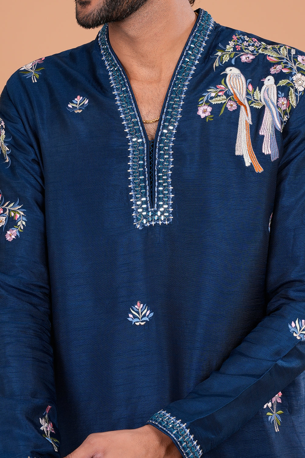 Teal Blue Silk Men's Kurta Set