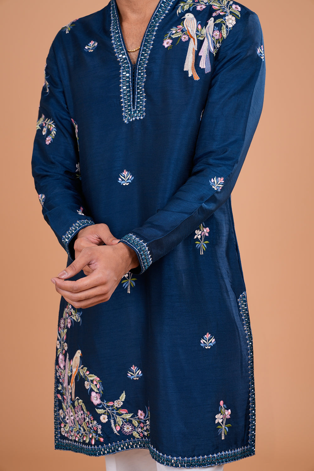 Teal Blue Silk Men's Kurta Set