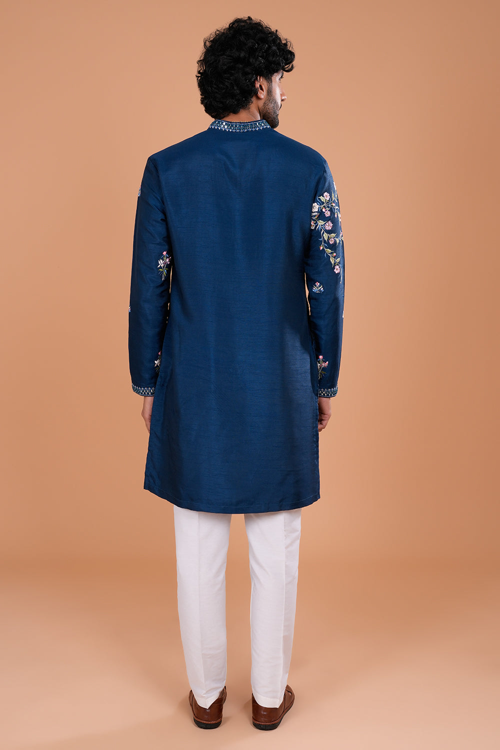 Teal Blue Silk Men's Kurta Set