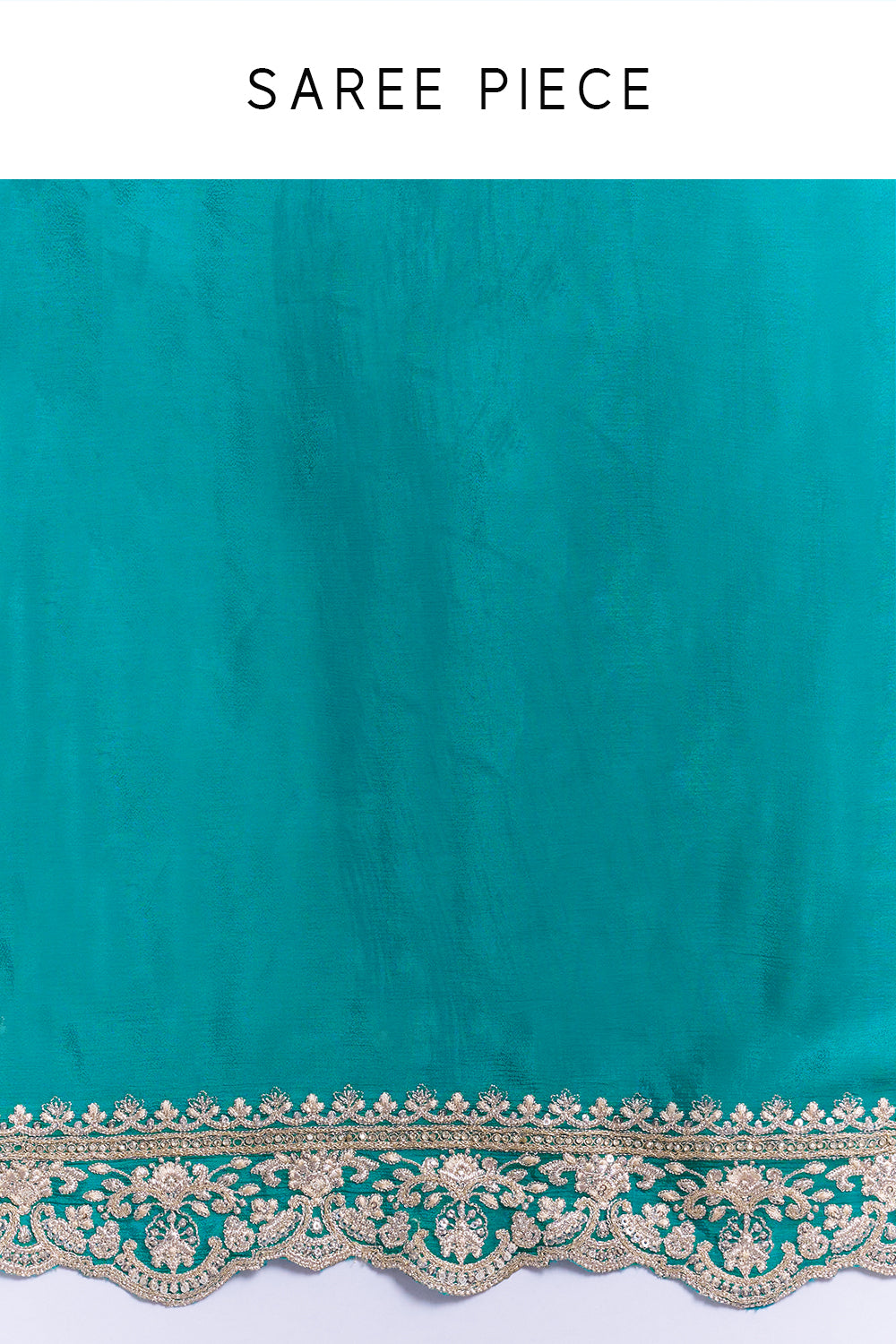 Teal Green Chiffon Saree with Ornate Embellished Border