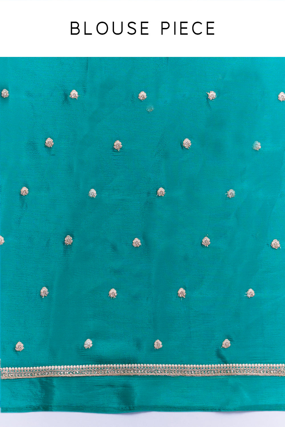 Teal Green Chiffon Saree with Ornate Embellished Border