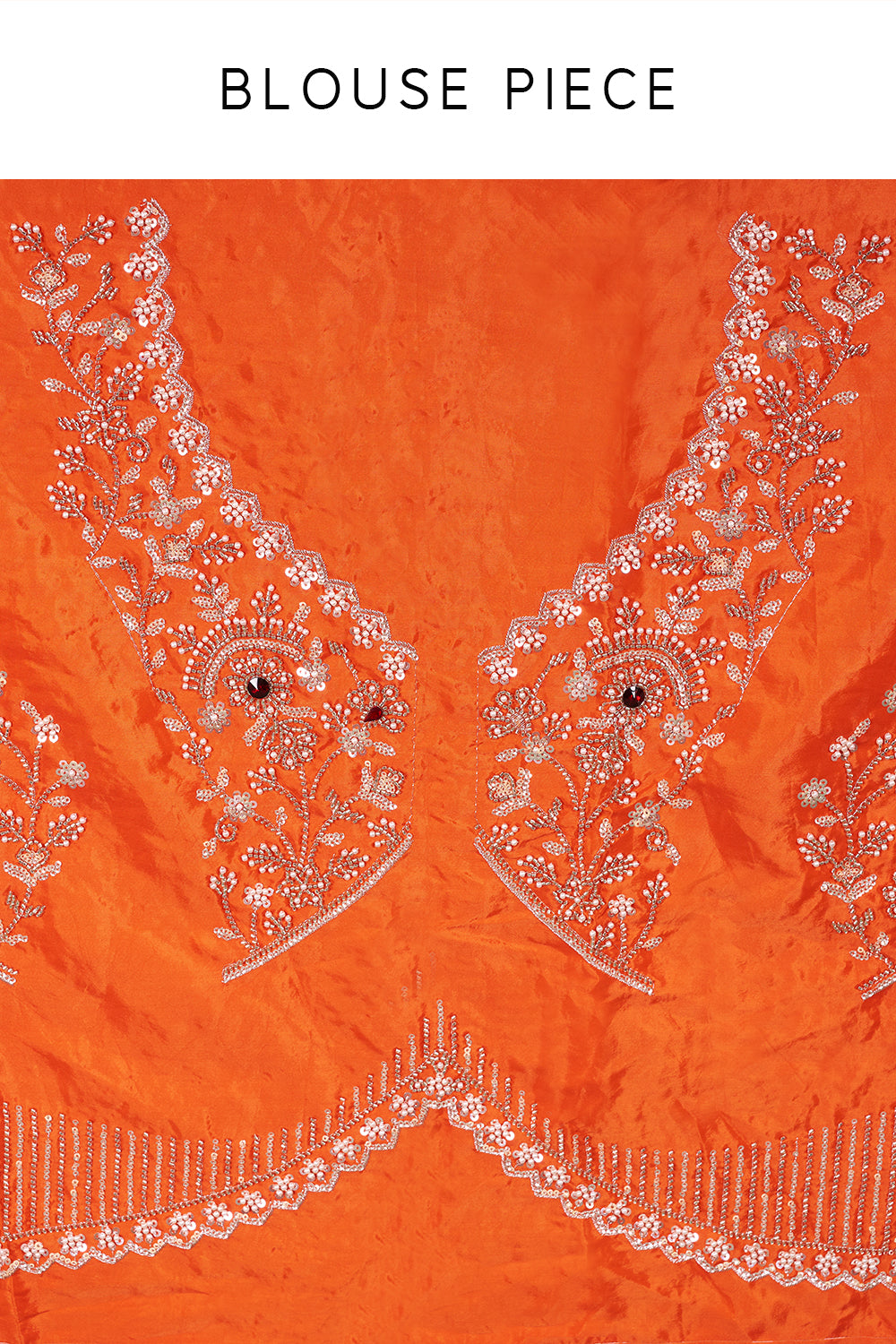 Vermilion Orange Saree with Scalloped Border