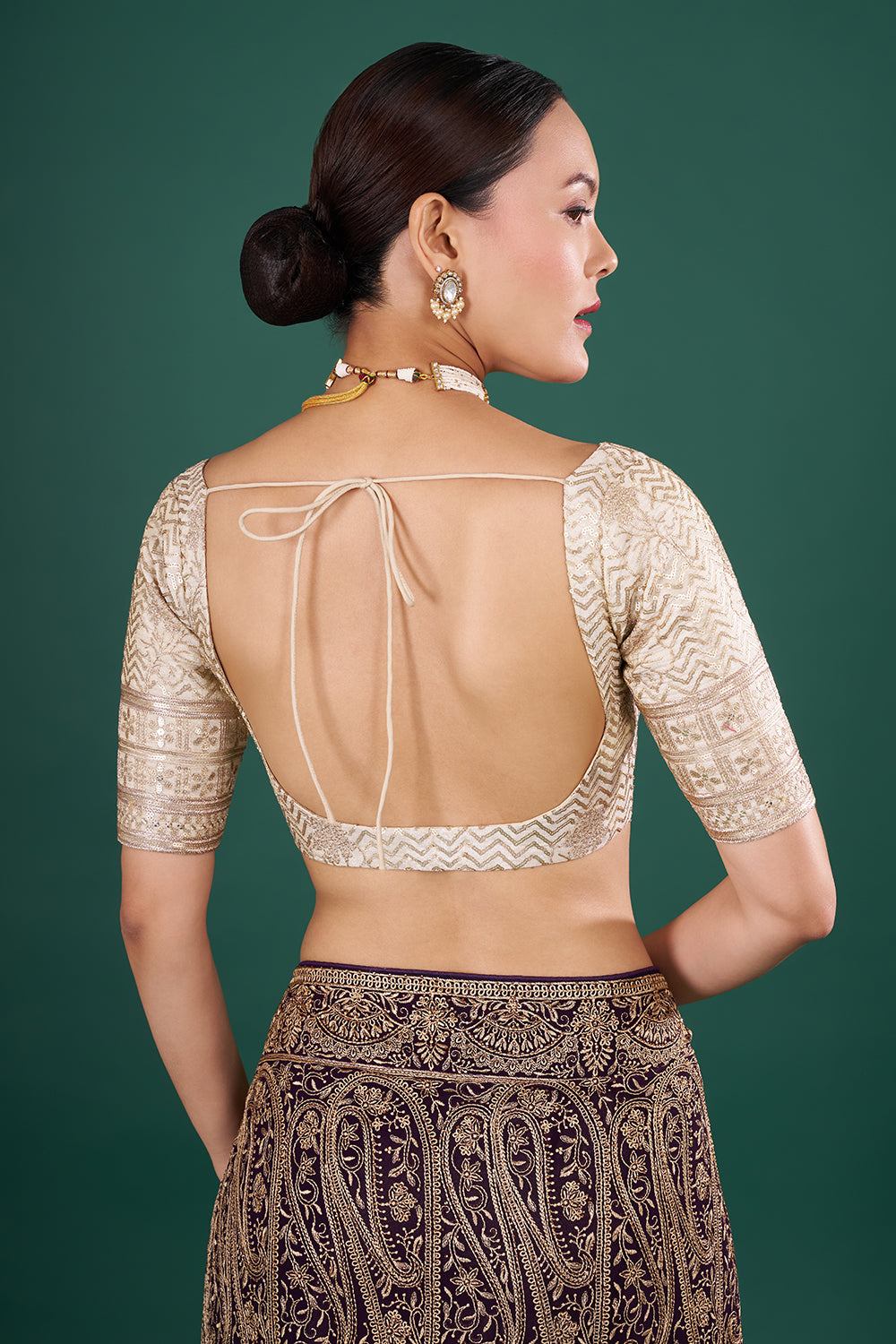 Violet Georgette Saree with Resham Embroidery