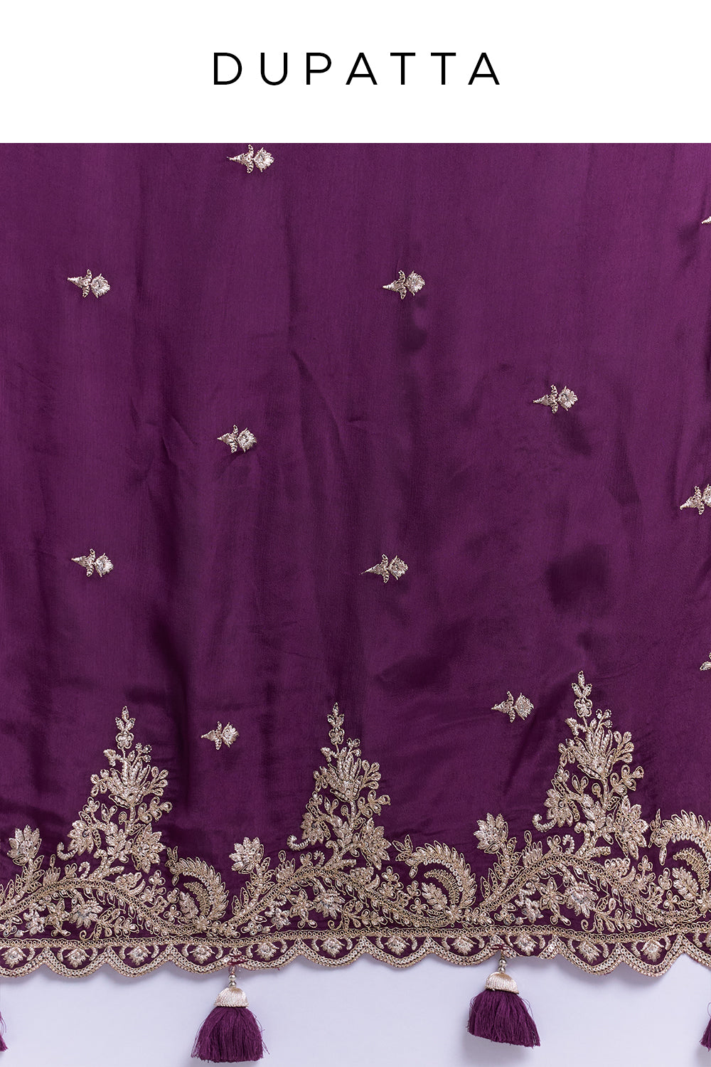 Wine Crepe Embroidered Saree with Ornate Border