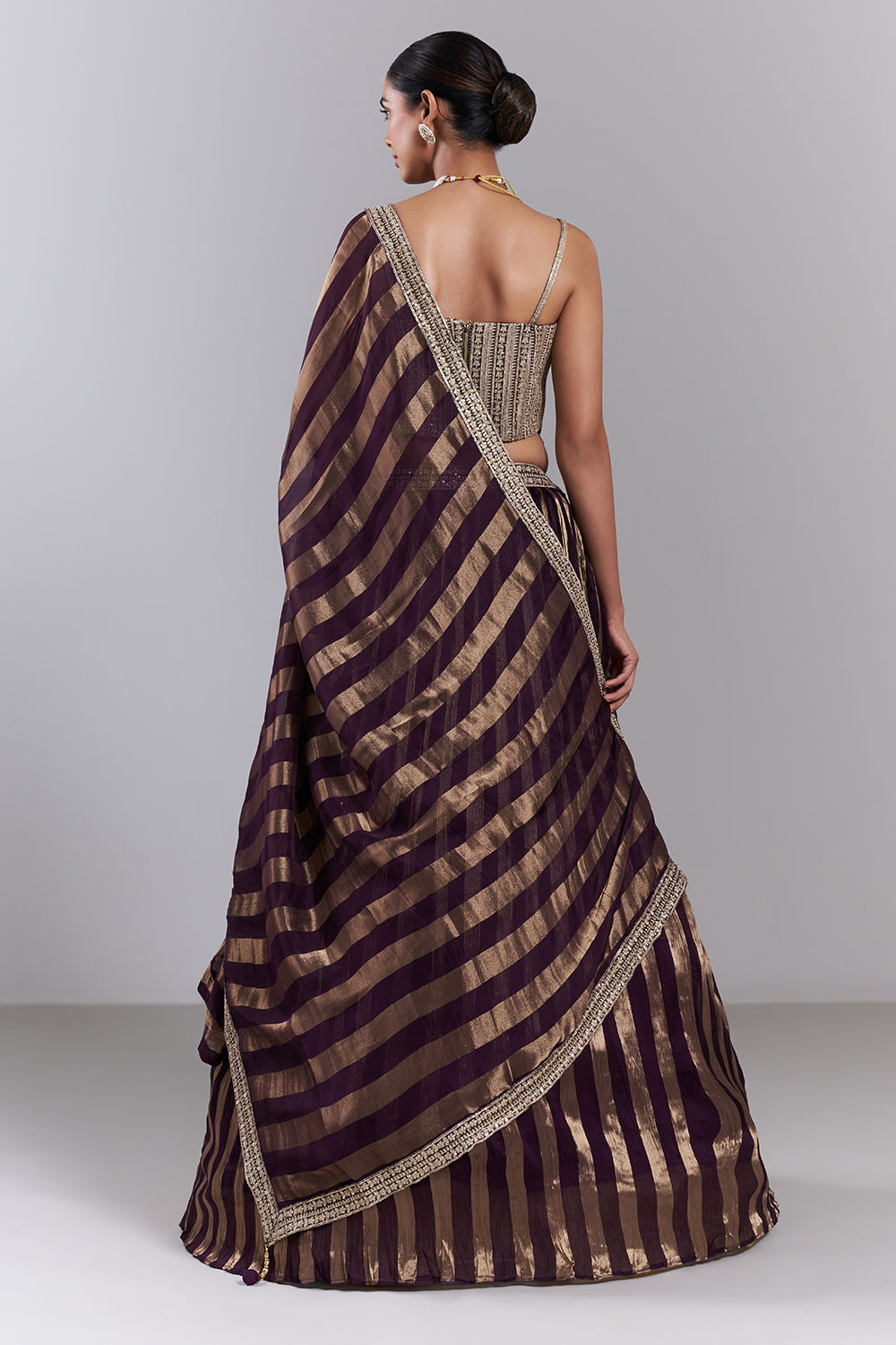 Wine Organza Sequin Embellished Lehenga Set