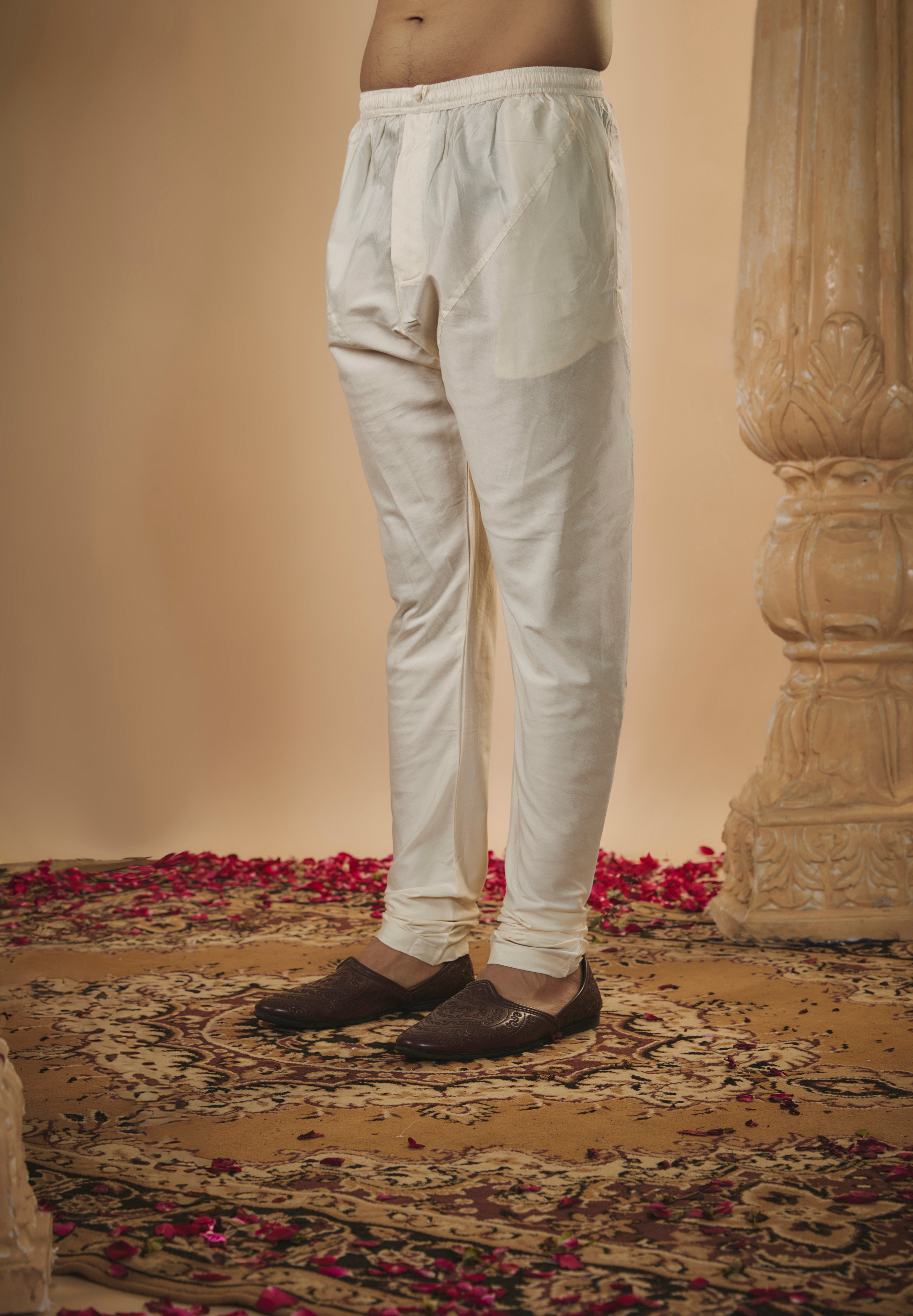 Off White lucknowi sequinned sherwani set
