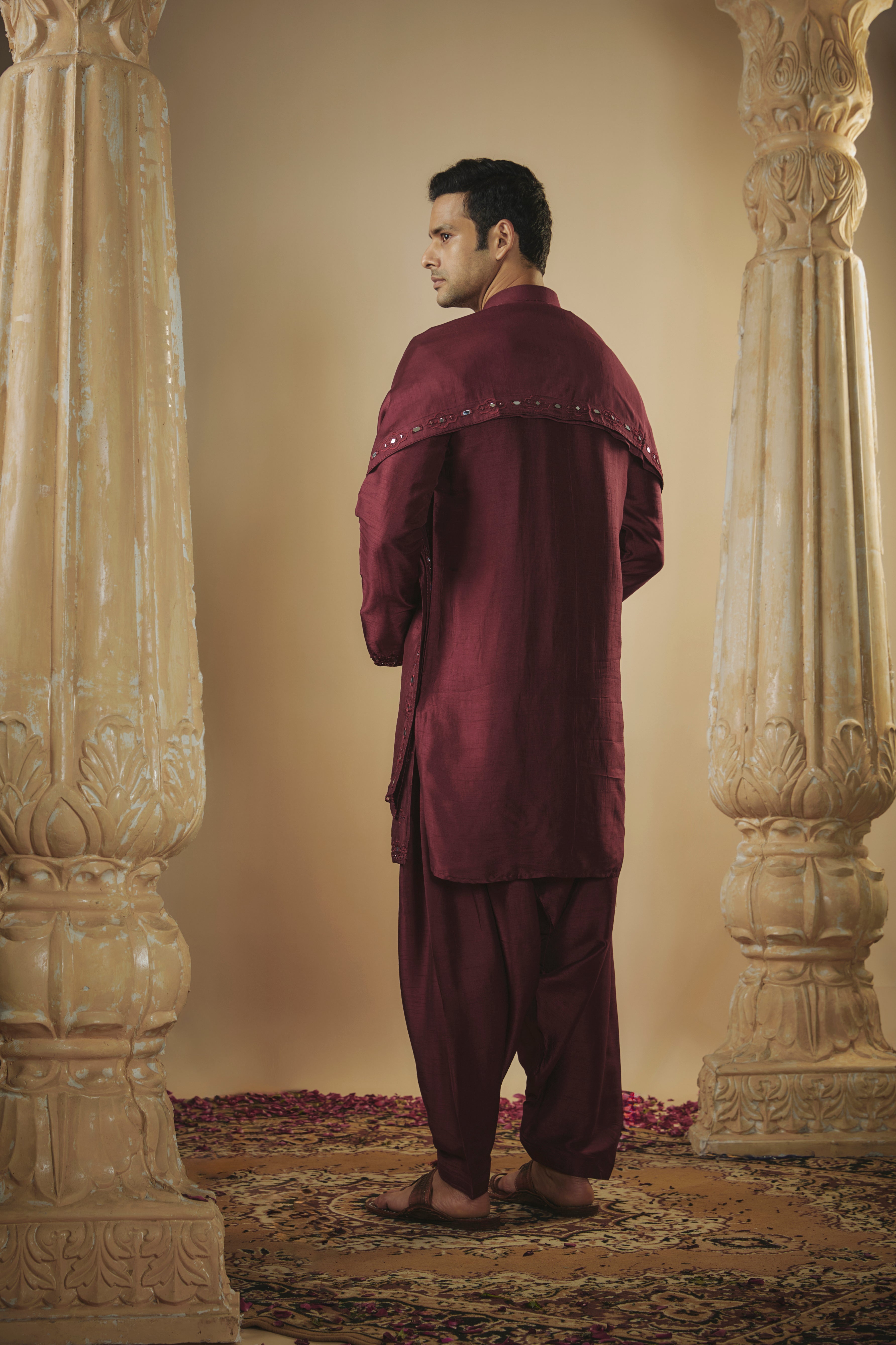 Art silk mirror embroidered patiala suit set