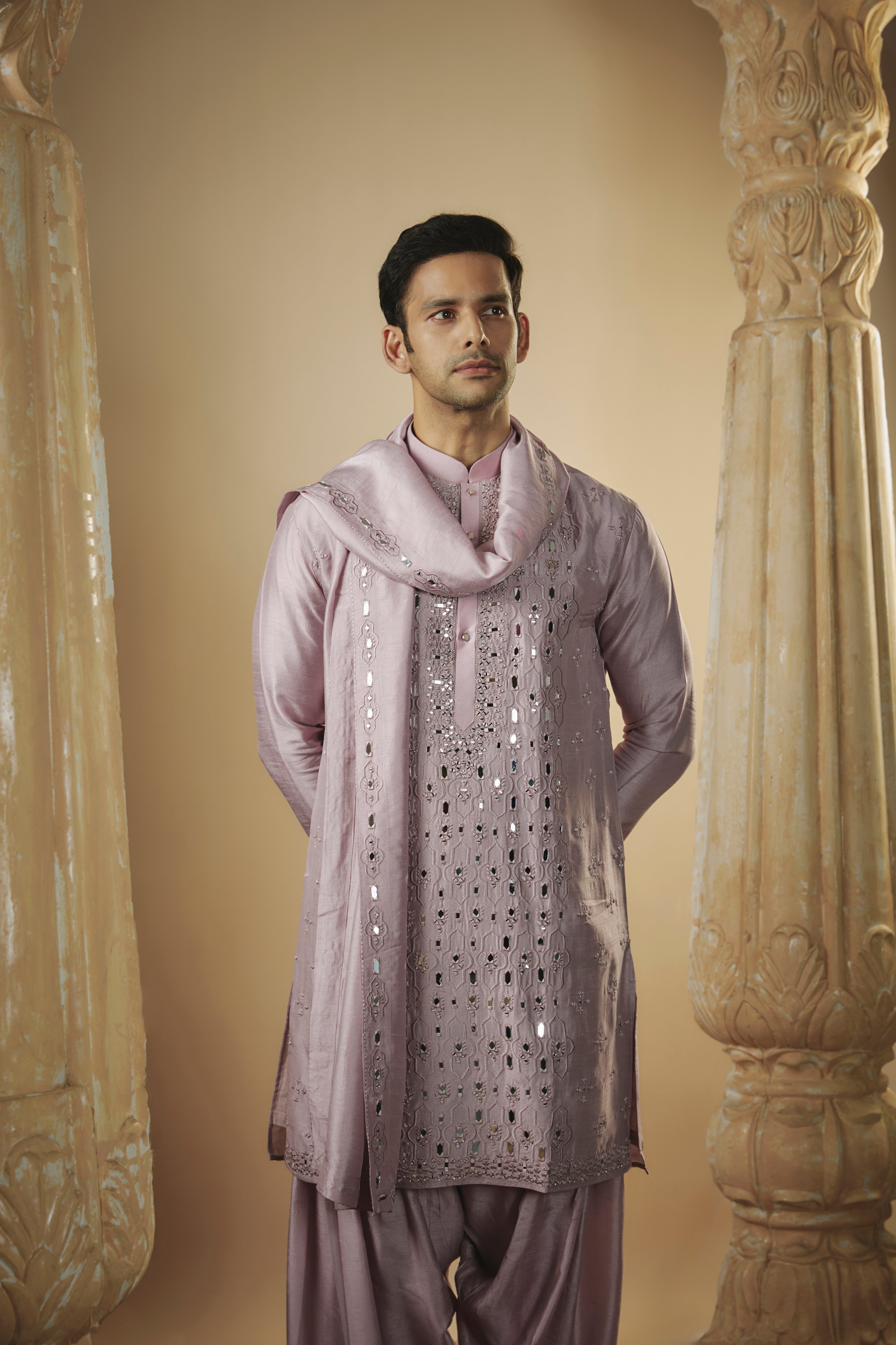 Art silk mirror embroidered patiala suit set